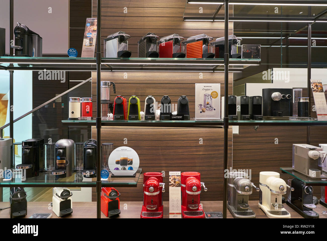 DUSSELDORF, GERMANY CIRCA SEPTEMBER, 2018: Nespresso store in Dusseldorf. Nespresso machines espresso and coffee from coffee capsules, o Stock Photo - Alamy