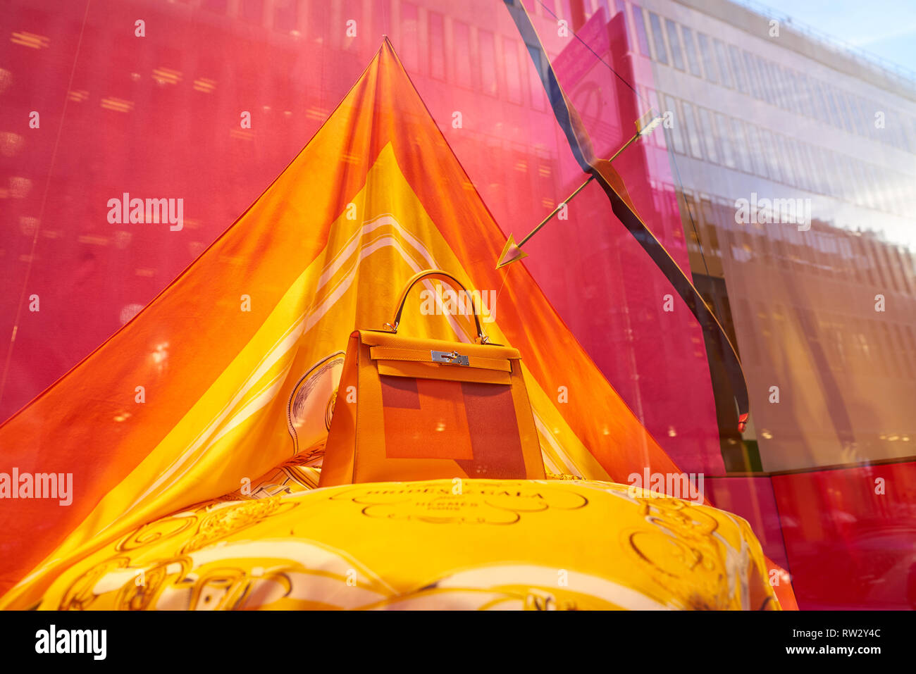 DUSSELDORF, GERMANY CIRCA SEPTEMBER, 2018 Hermes bag on display at