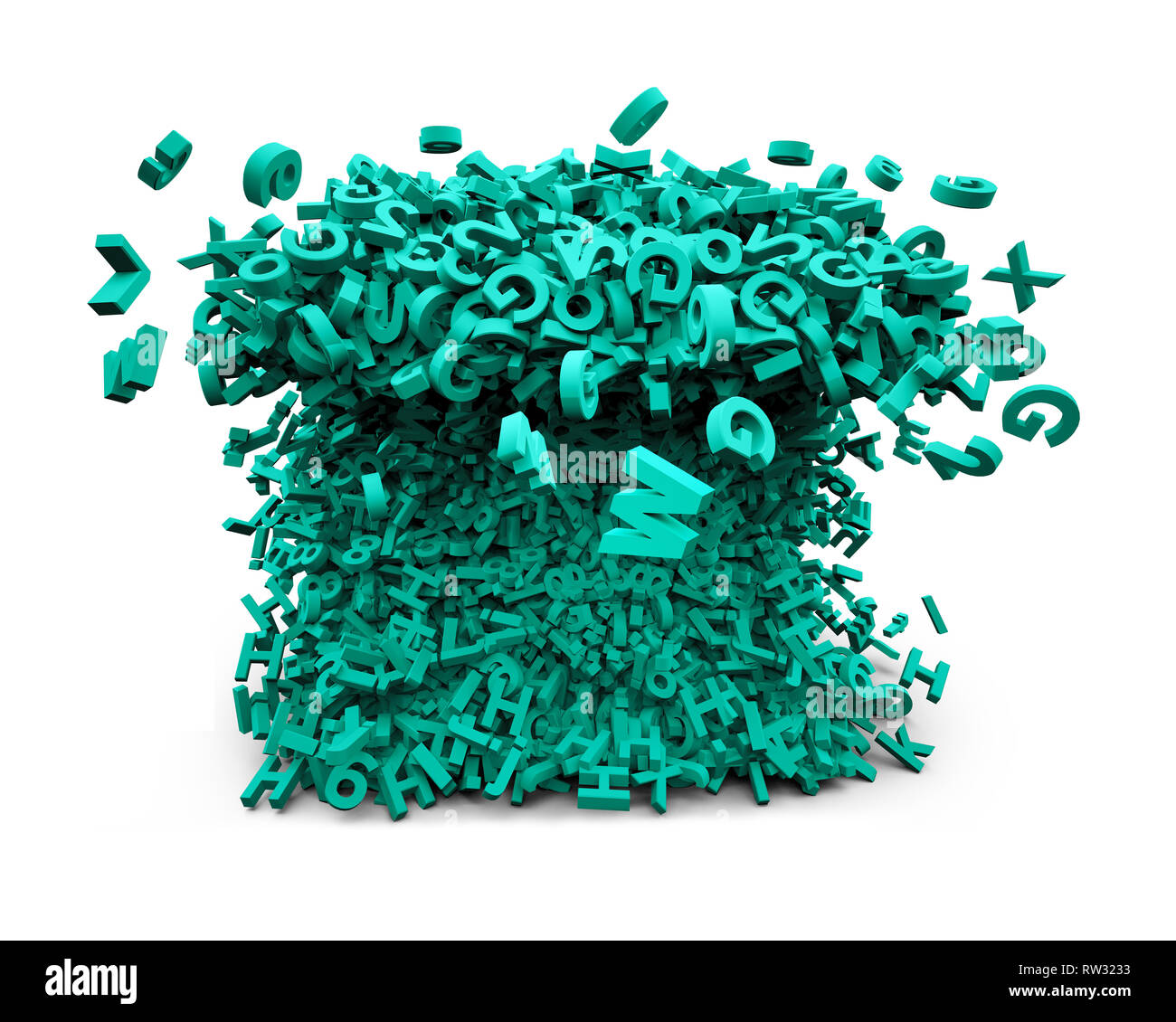 Big data concept. Huge amount of green letters and numbers in waves