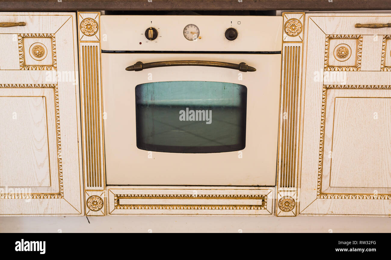 Interior and home concept Vintage style electric oven in kitchen