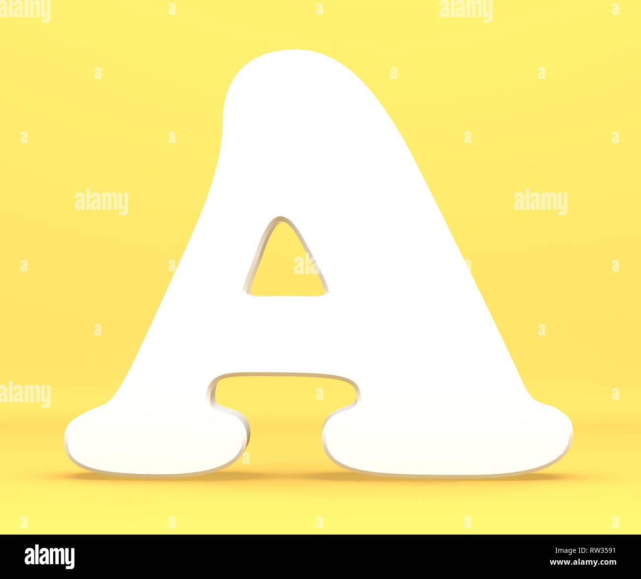 3d rendering illustration. White paper letter alphabet character A font ...