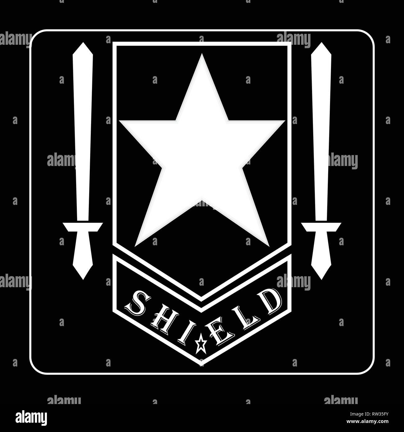 This Logo Has A Shield With Stars In It And Two Swords On The Right And Left This Logo Is Good To Use As A Company Logo Stock Vector Image Art