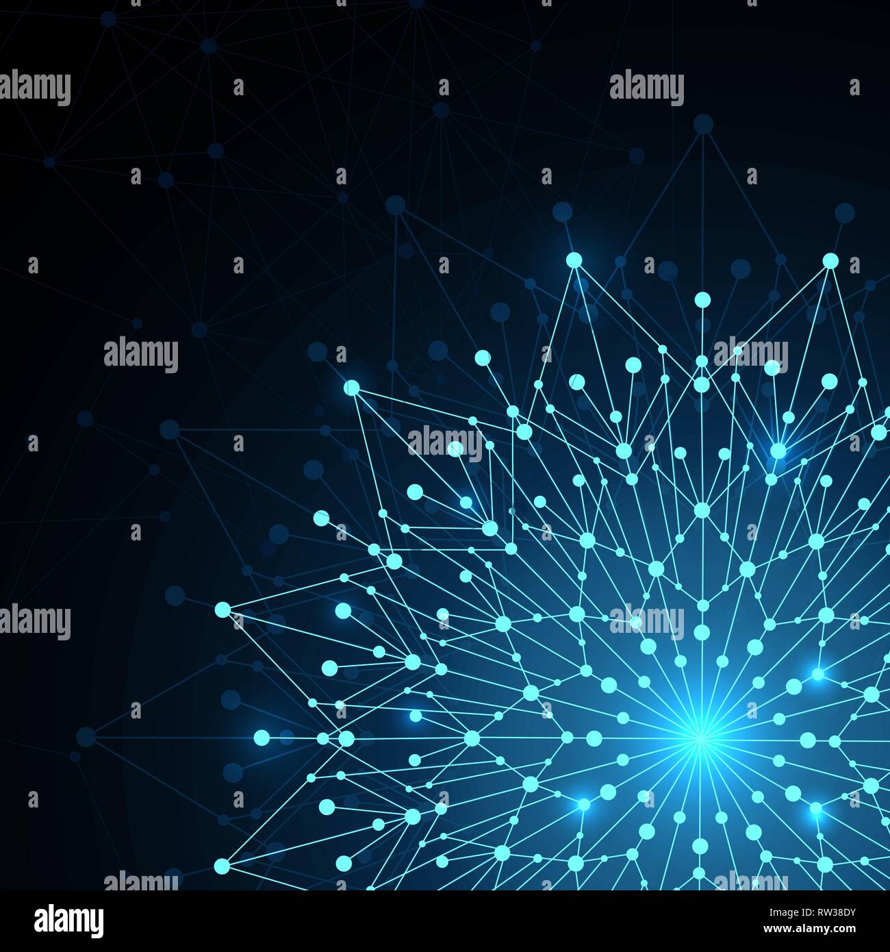 Geometric pattern with connected lines and dots. Vector illustration on ...