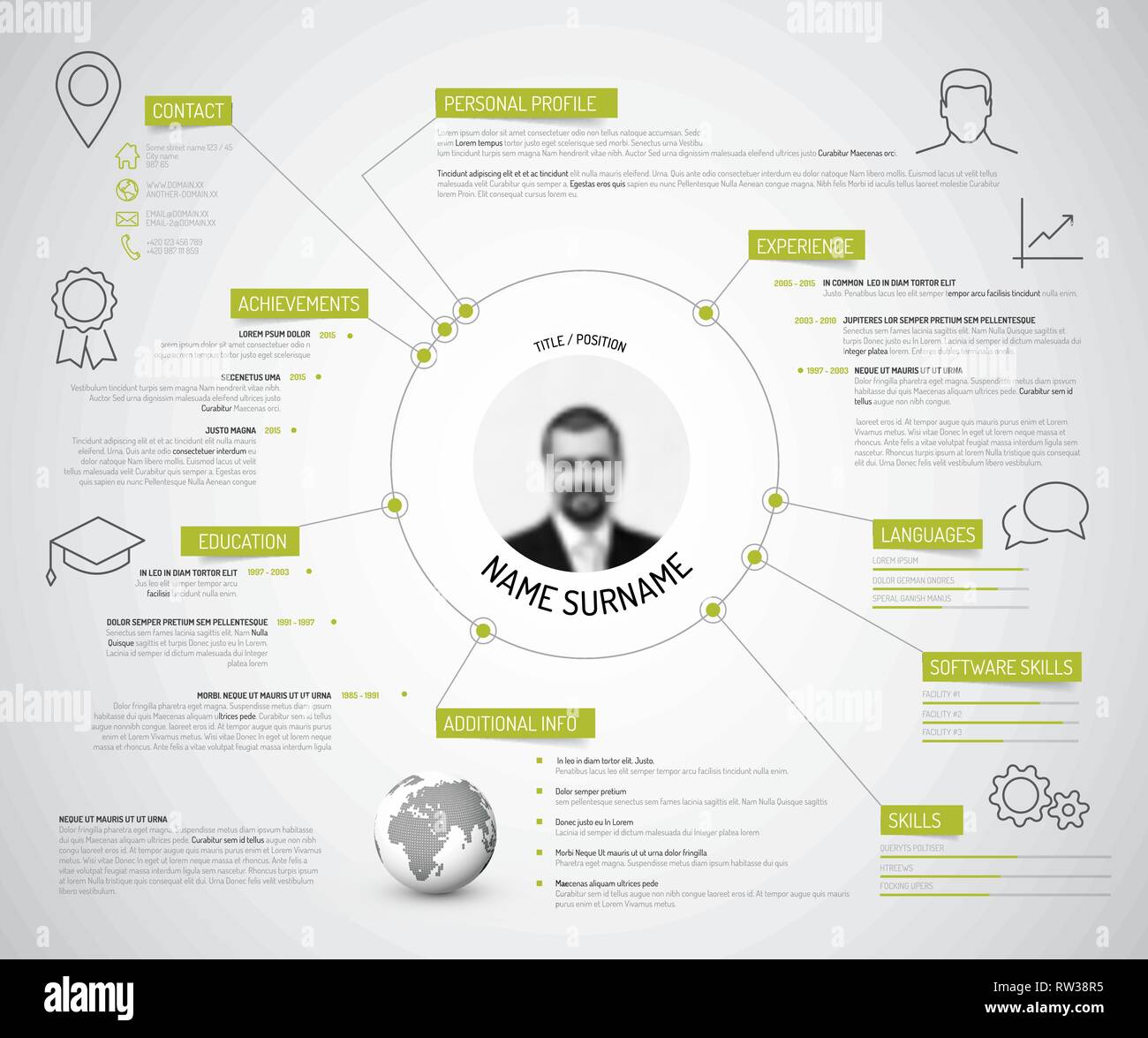 Vector original minimalist cv / resume template - creative version with ...
