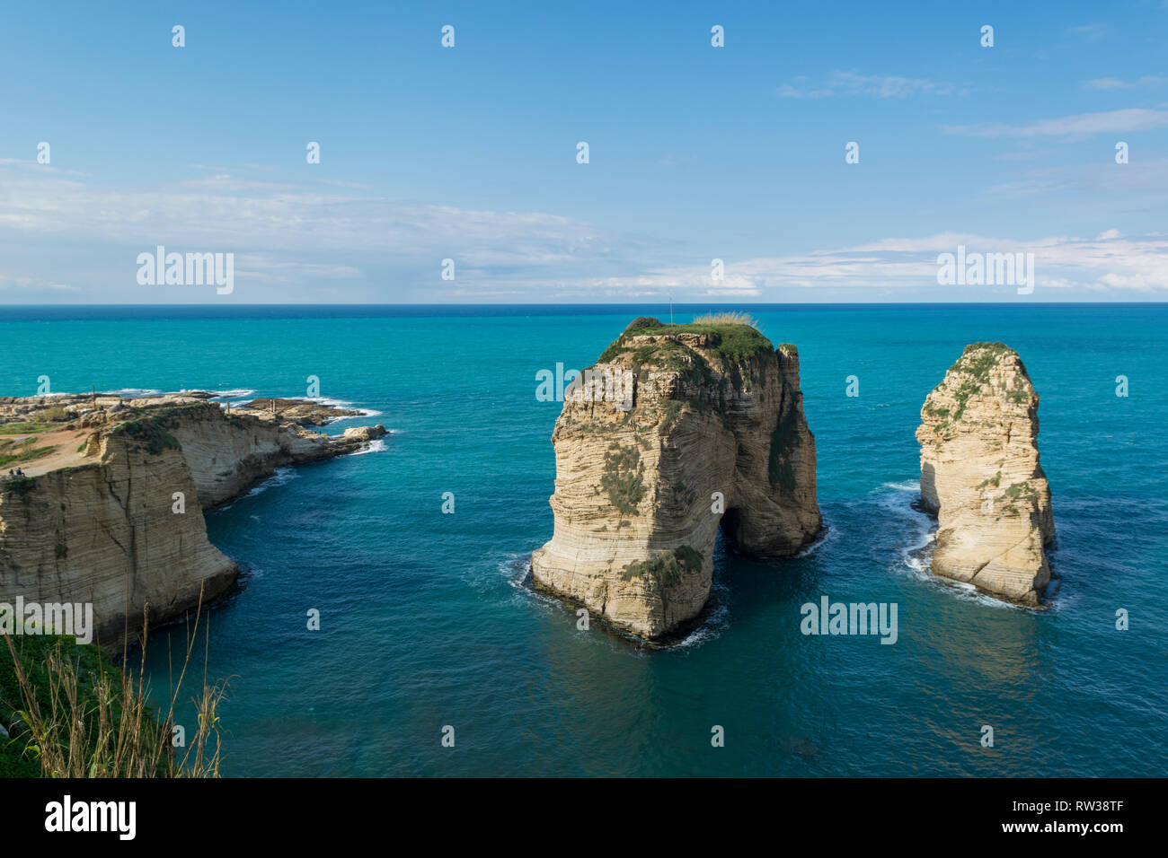 Raouche or Pigeons Rock Beirut Lebanon Stock Photo