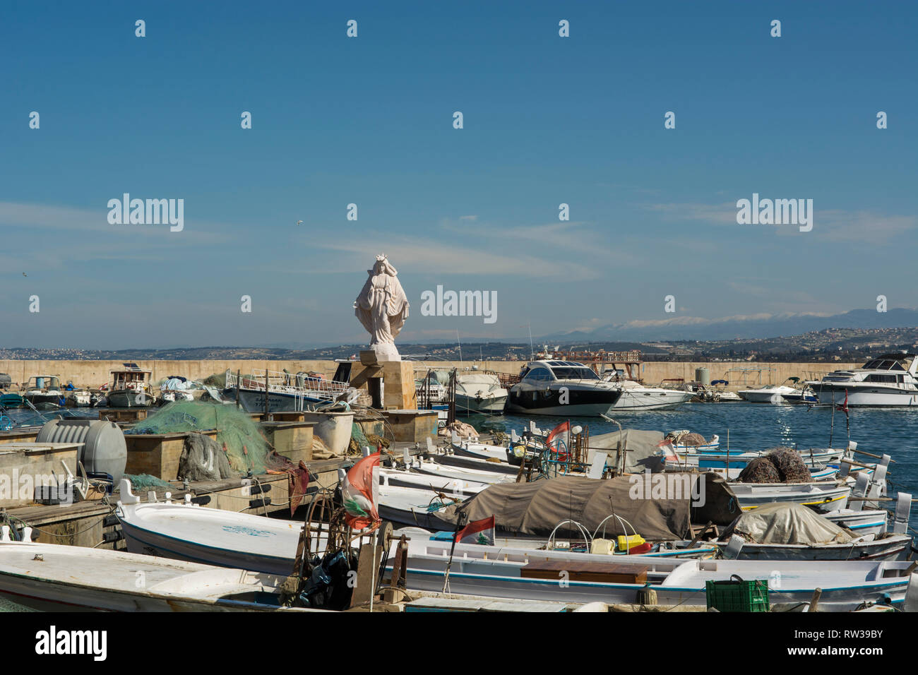 Tyre fishing harbor Lebanon Middle East Stock Photo
