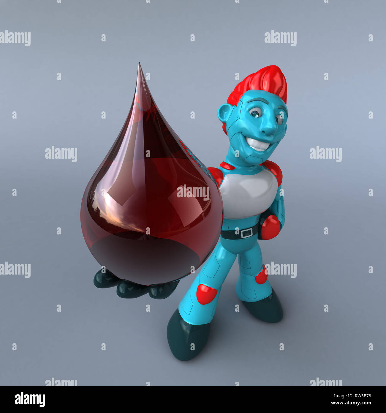 Robtic Blood Color Red Robot - 3D Illustration Stock Photo - Alamy