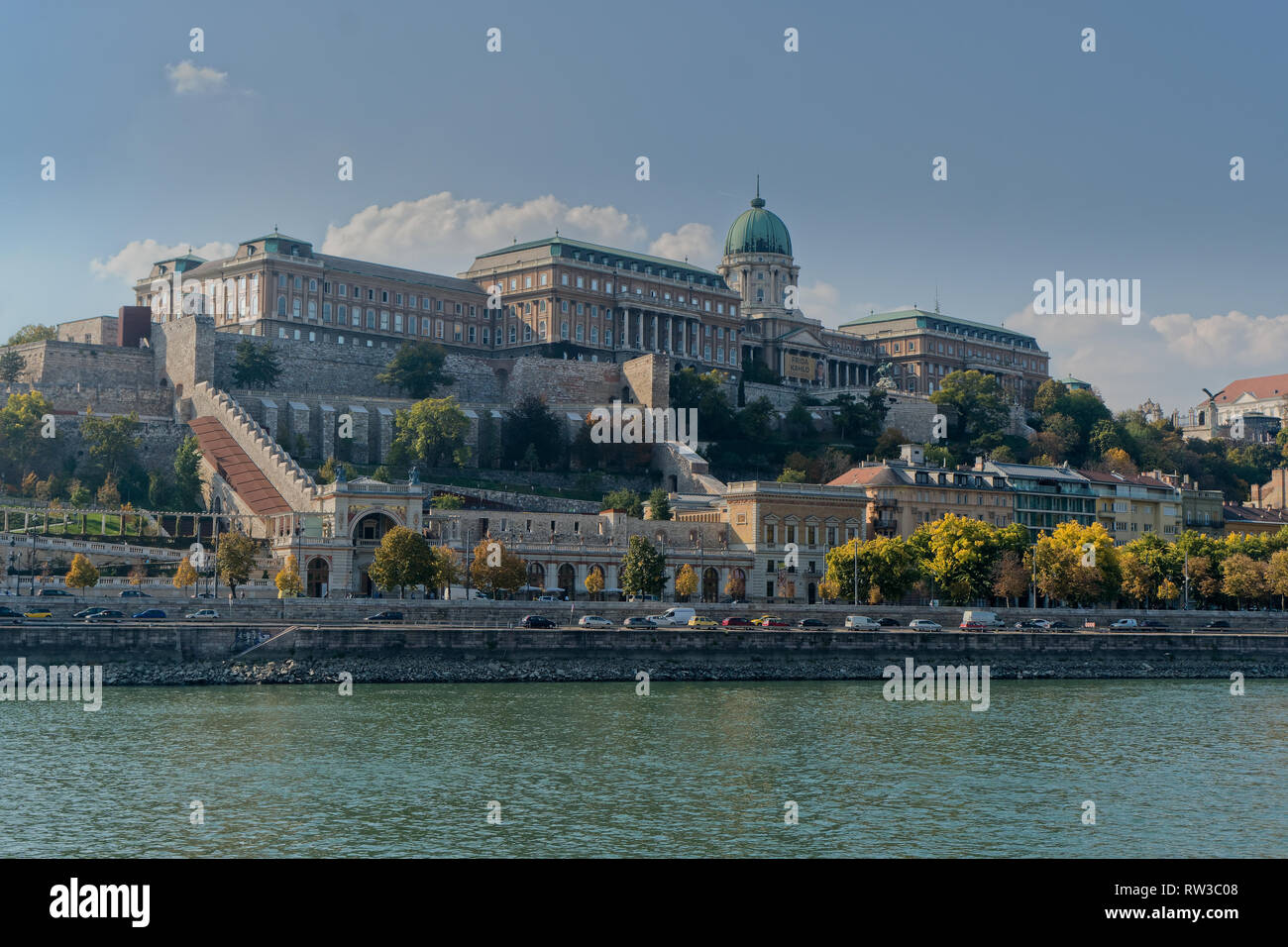 Budapest, capitol city of Hungary. View of Buda waterfront from Pest