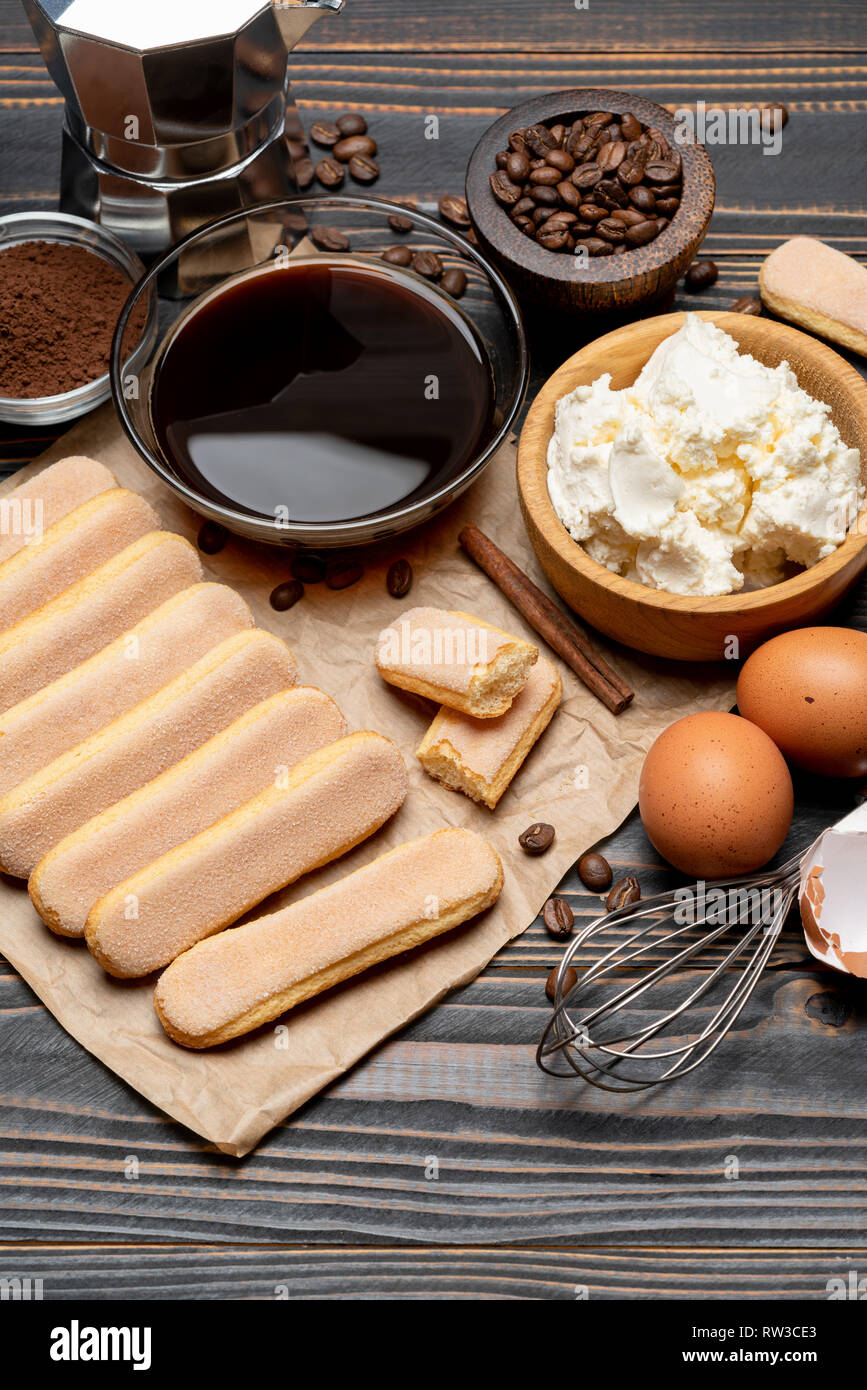 Tiramisu cake cooking Savoiardi ladyfingers Biscuits, cheese and
