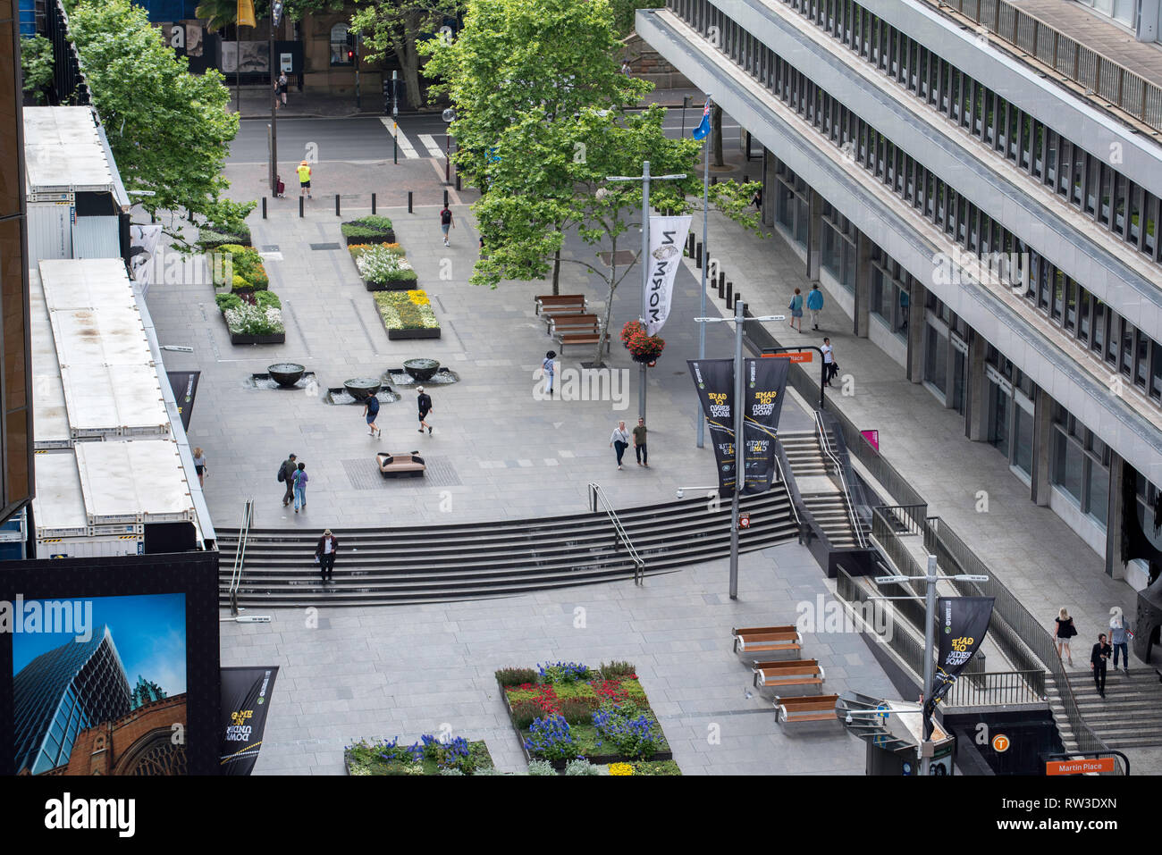 Looking Down On Temporary Spring Flower Beds And On The Right The