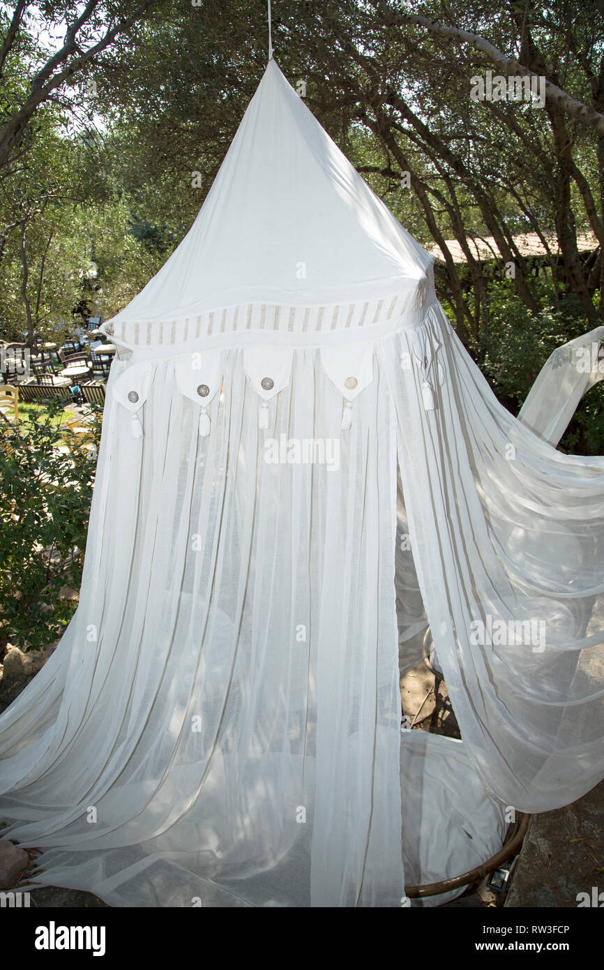 White baldachin in a garden Stock Photo Alamy