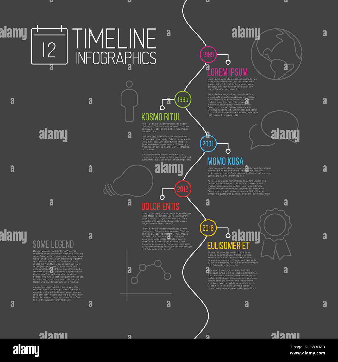 Vector Infographic timeline report template with the biggest milestones ...