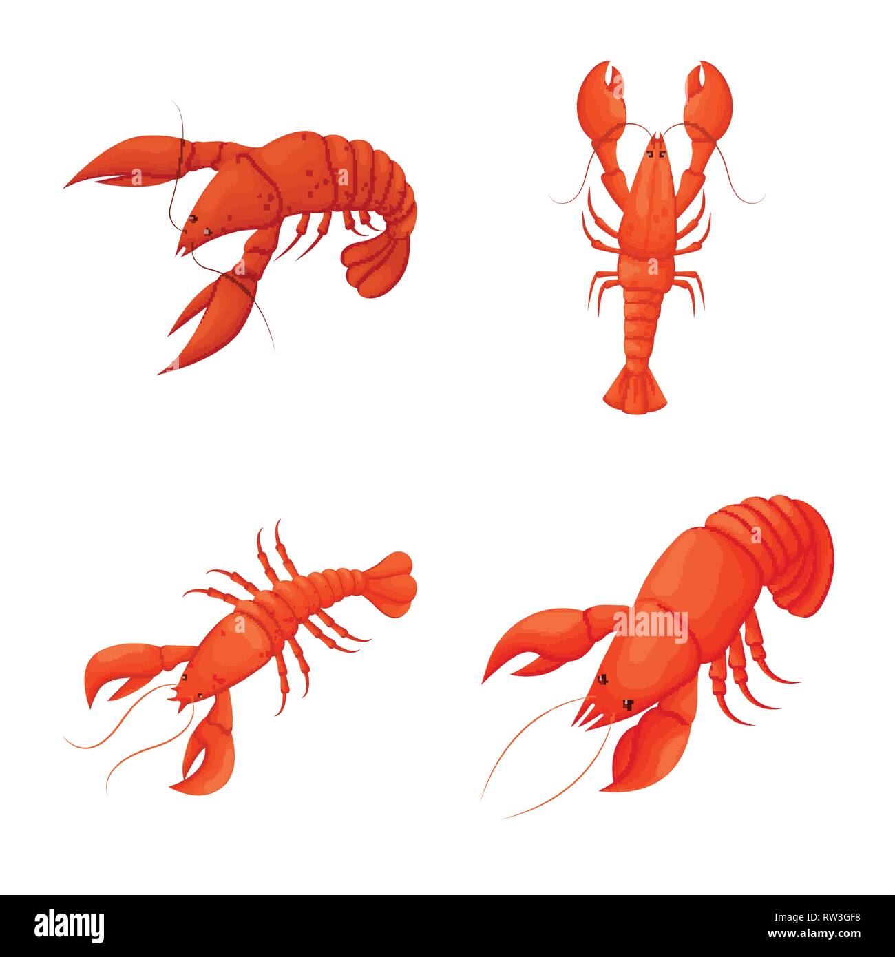 Cartoon red shrimp crab lobster Cut Out Stock Images & Pictures - Alamy
