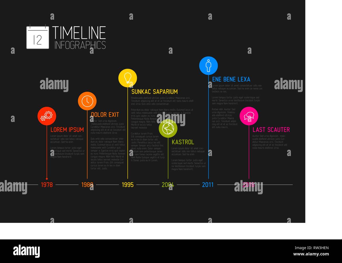 Vector Infographic timeline report template with the biggest milestones ...