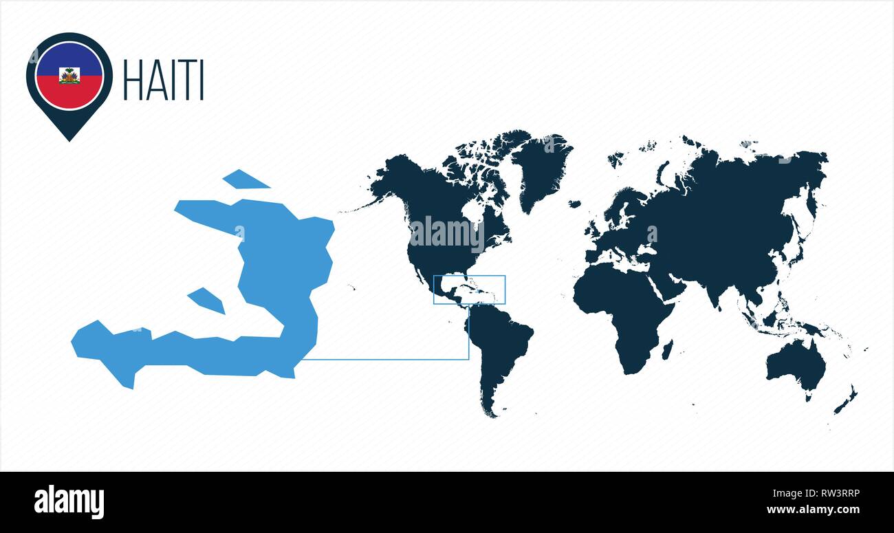 Haiti Map Located On A World Map With Flag And Map Pointer Or Pin Haiti Map Located On A World Map With Flag And Map Pointer Or Pin Infographic Map Vector Illustration Isolated On White RW3RRP