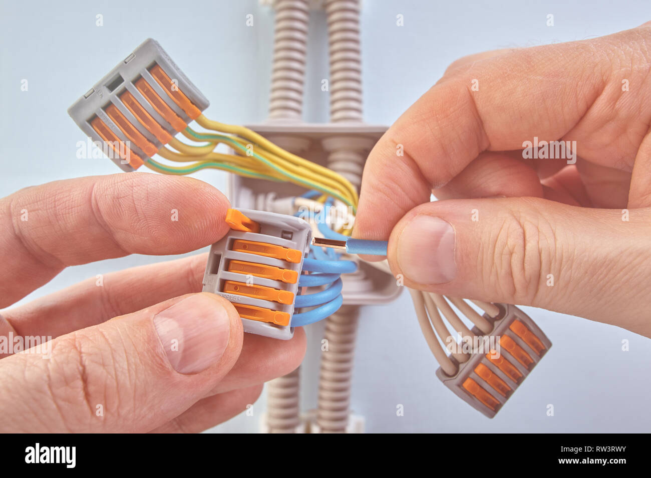 Pluggable terminal blocks connected together three groups of wires of