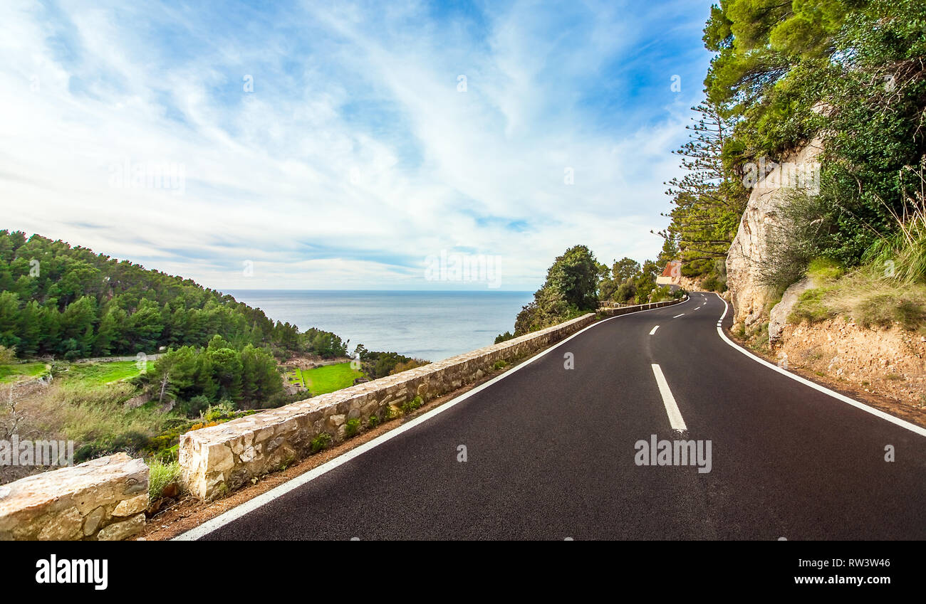 Coastal Road at the South Coast of Mallorca Spain Stock Photo