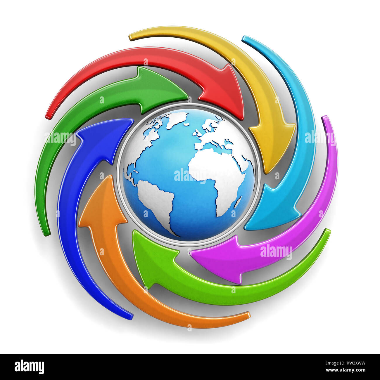 Globe and Circular Graph. Image with clipping path Stock Photo