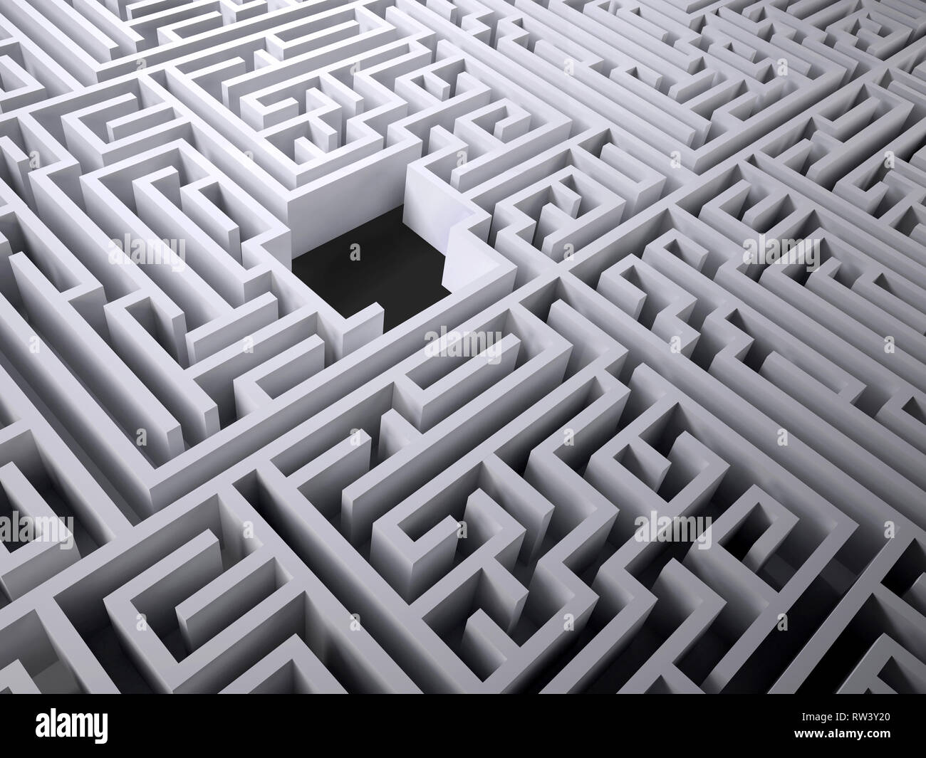 labyrinth maze with black hole space inside, 3d illustration Stock ...