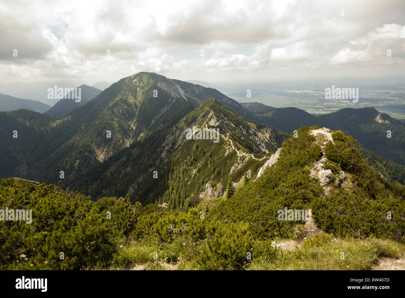 Ridge between Herzogstand and Heimgarten mountain in Bavaria, Germany in summertime Stock Photo