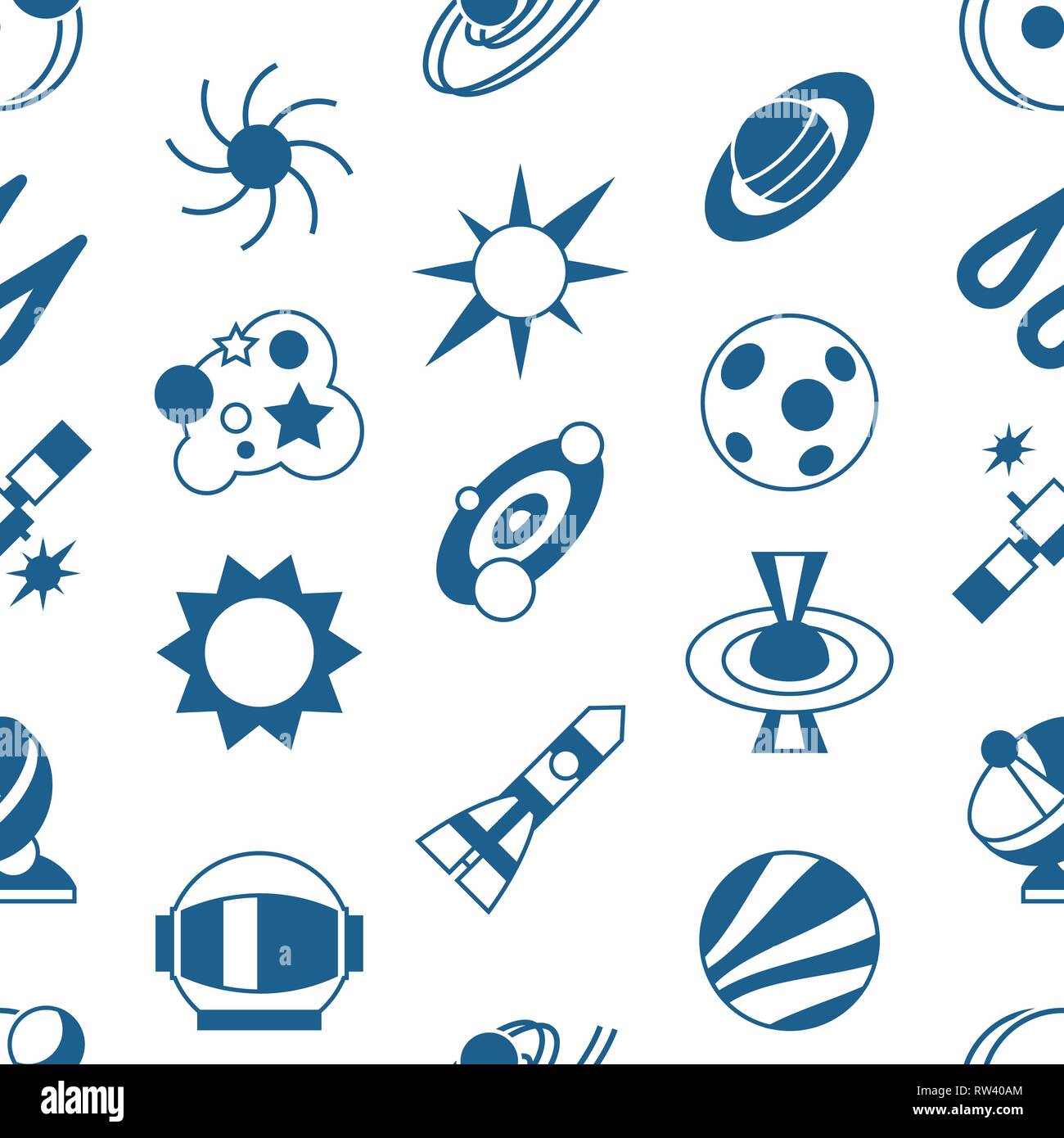 Digital vector black holes and cosmos universe simple icons, flat style ...
