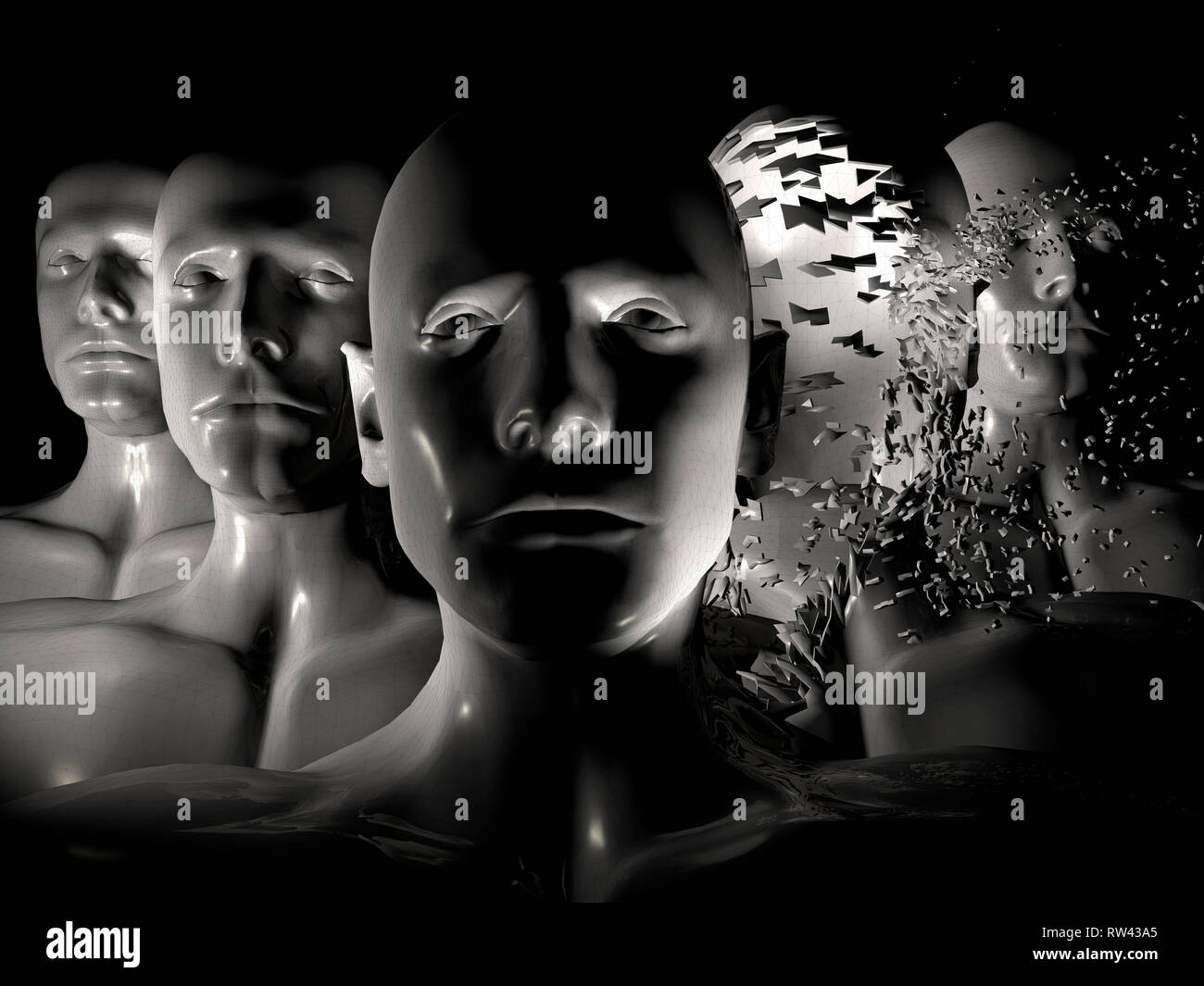 cgi (computer generated image)/ Illustration: Symbolbild: Digitalisierung, Kuenstliche Intelligenz (KI, AI), Cyberspace, Roboter, Bionik (nur fuer red Stock Photo