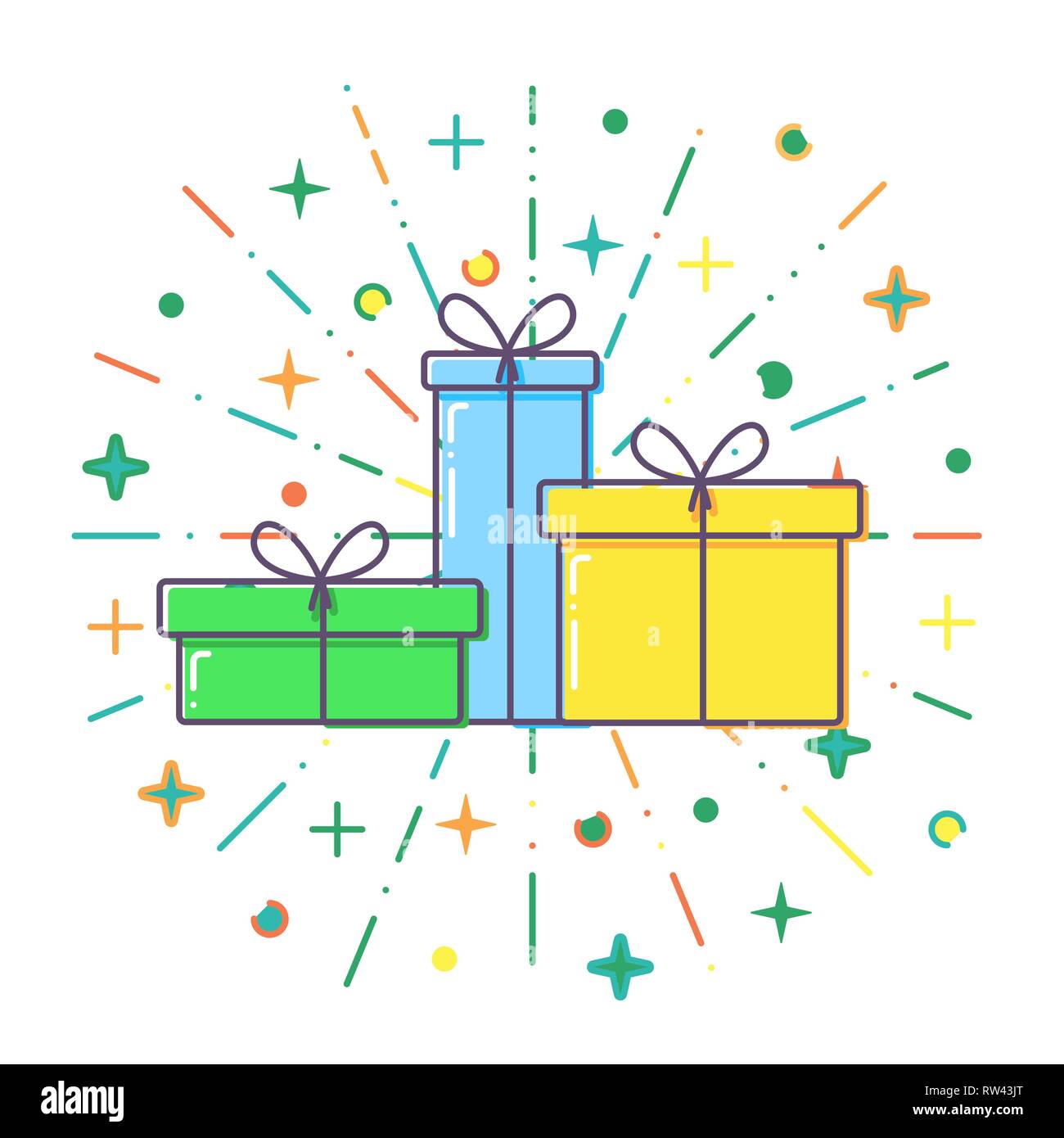 Flat Gift boxes vector. Stock Vector