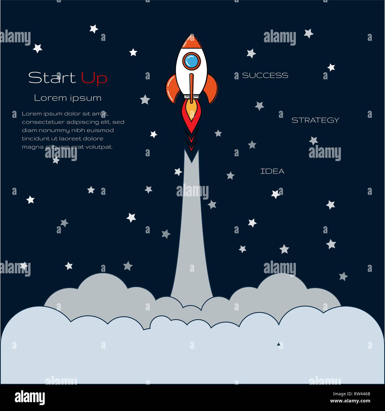 Flat line concept of Successful launch of startup Stock Vector Image ...