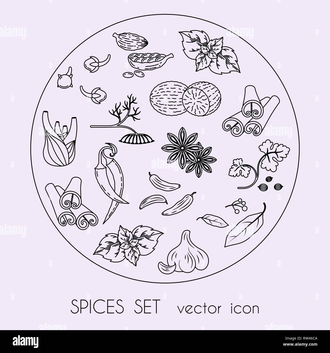 Spices set of linear icons. Vector image Stock Vector Image & Art - Alamy
