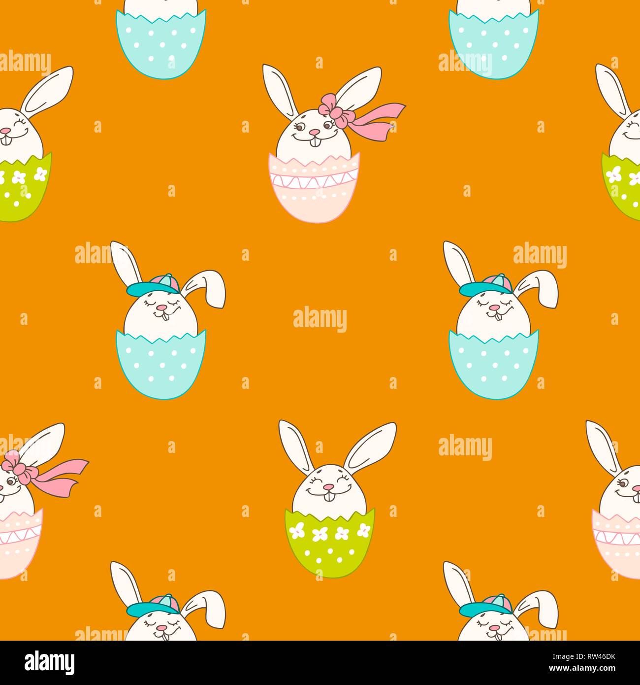 Hand drawn colorful Easter eggs in doodle style. Vector seamless ...