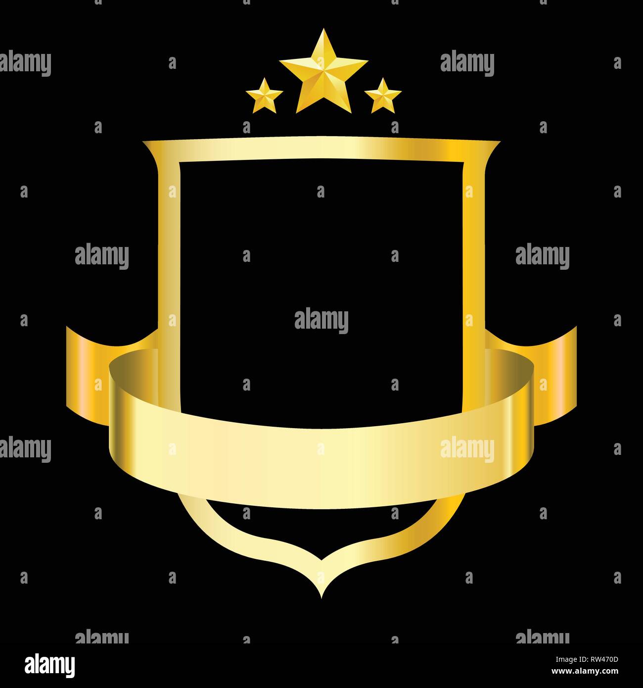 Golden shield with ribbon. Vector illustration for design Stock Vector