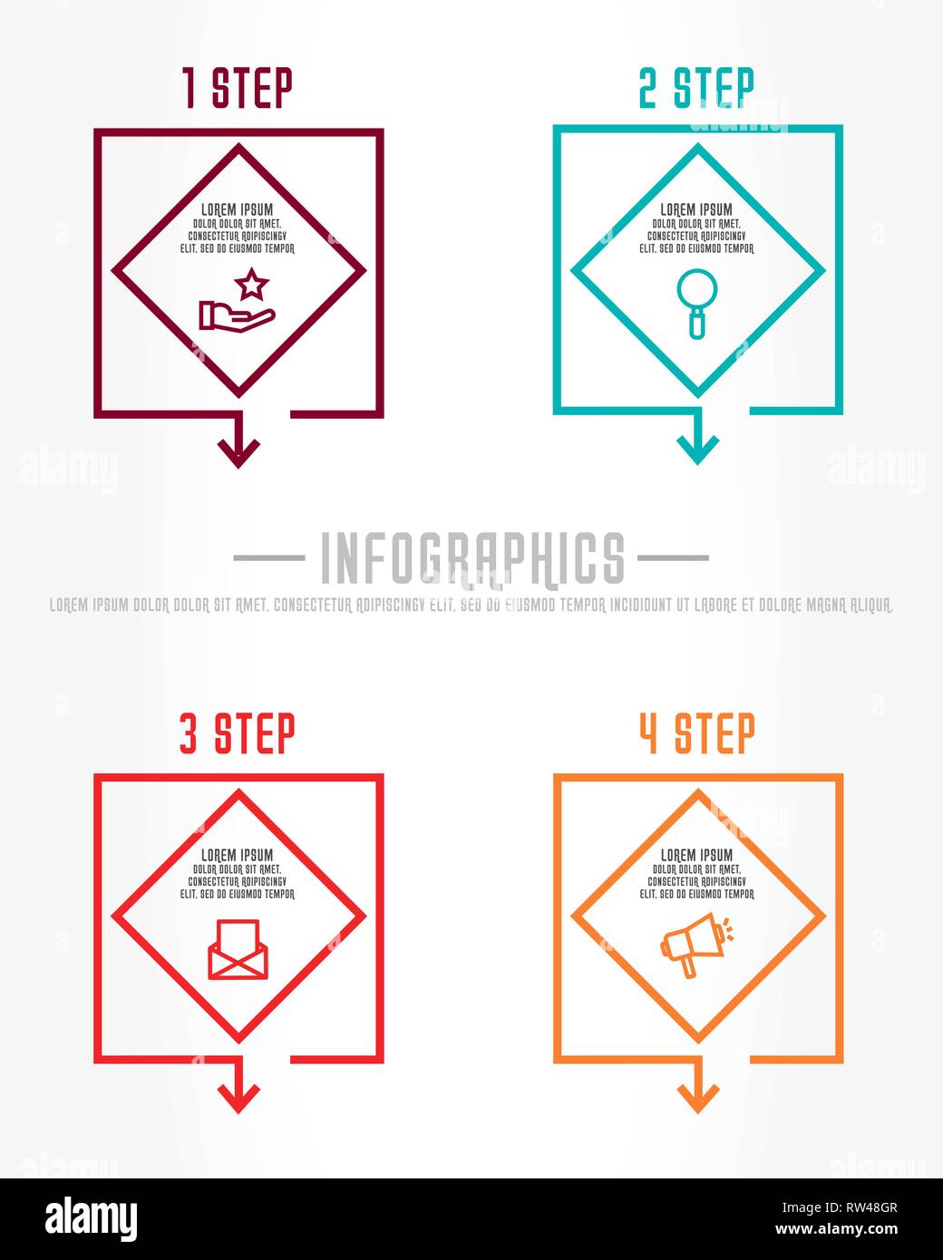 Modern 3D vector illustration. Infographic template with four elements ...