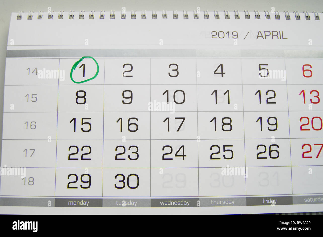 Mark a circle on the calendar date of April 1, the feast of fool's Day