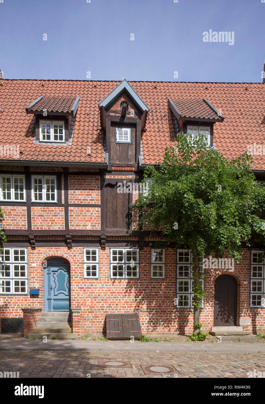 Historic house facade, old town, Lüneburg, Lower Saxony, Germany, Europe I  Historische Hausfassade, Altstadt, Lüneburg, Niedersachsen, Deutschland, E Stock Photo