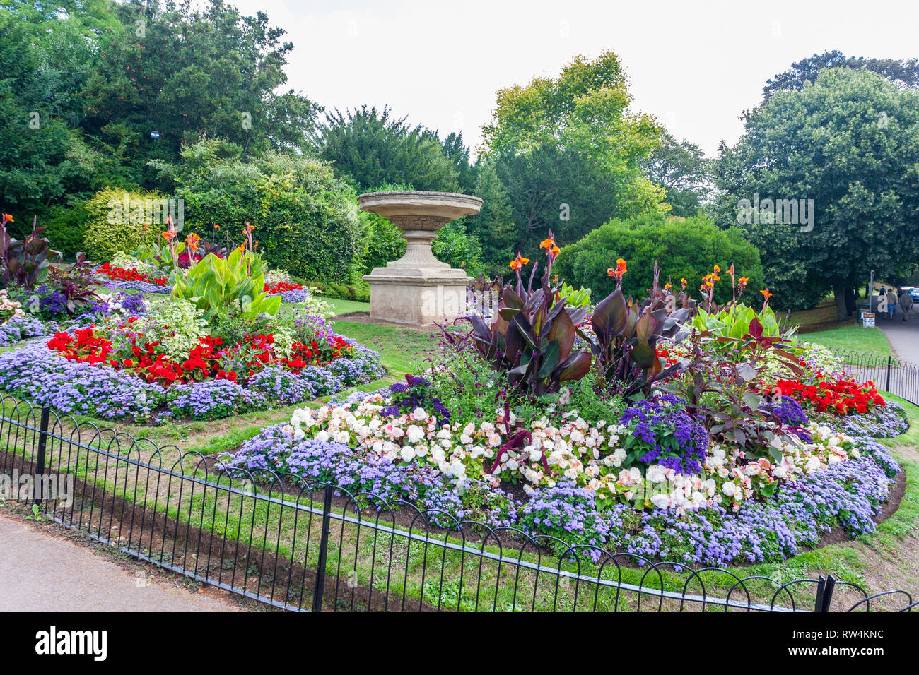 A colourful display of summer bedding flowers at Victoria Park in Bath