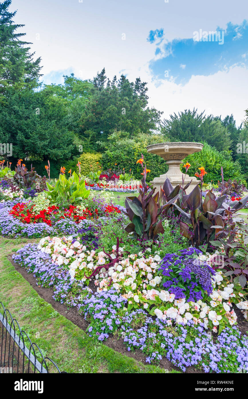 A colourful display of summer bedding flowers at Victoria Park in Bath