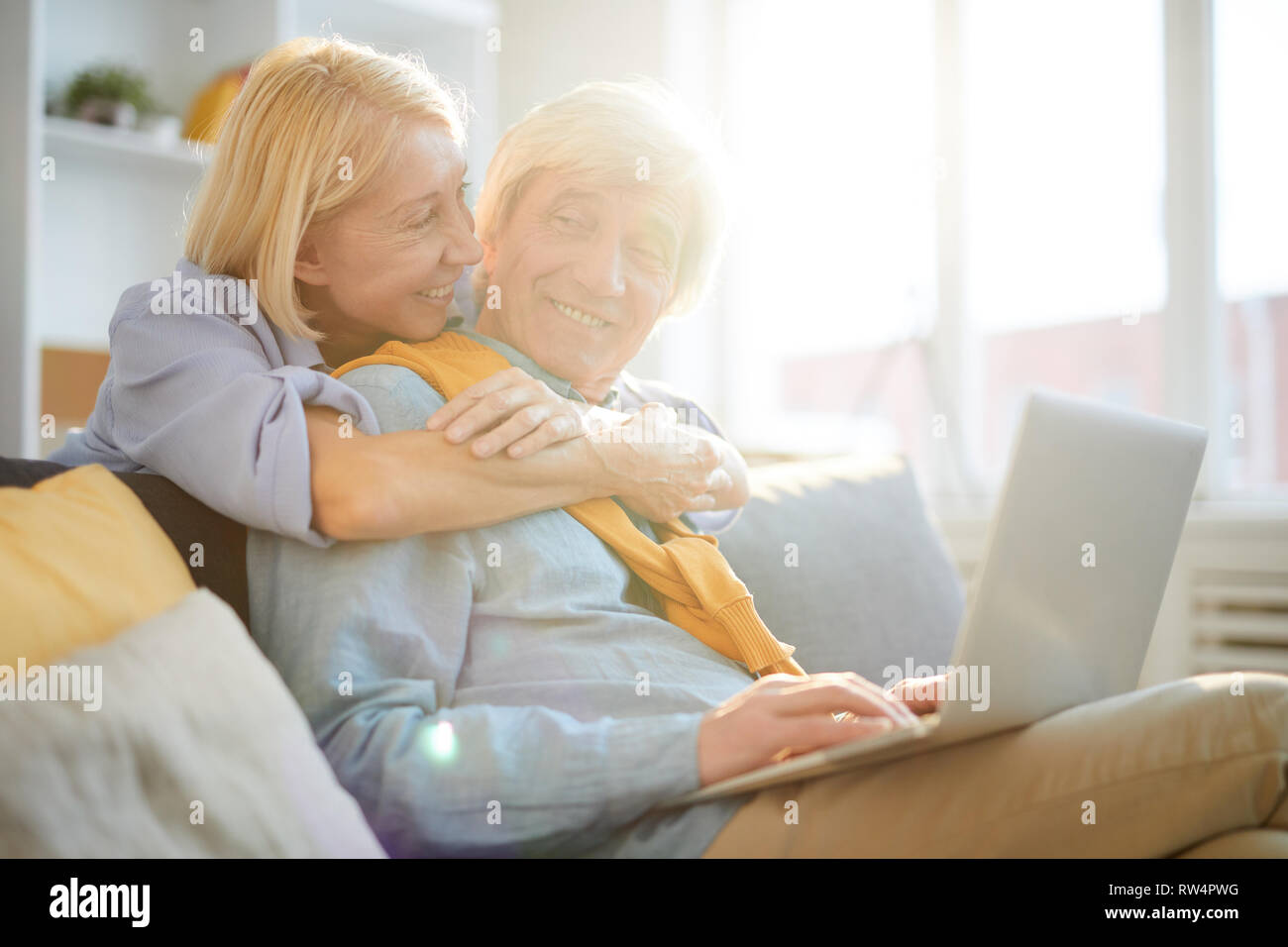 Senior Man Working from Home Stock Photo