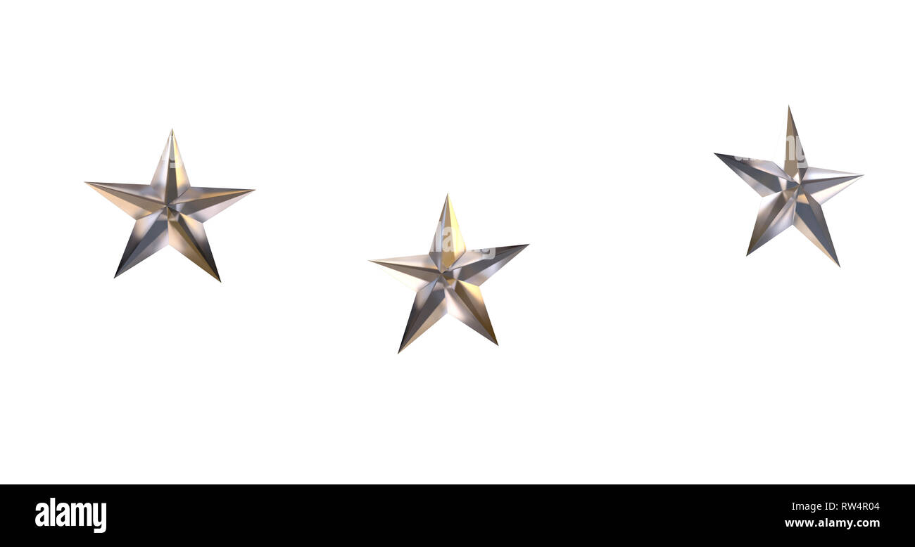 three metal stars with reflection isolated on white Stock Photo Alamy