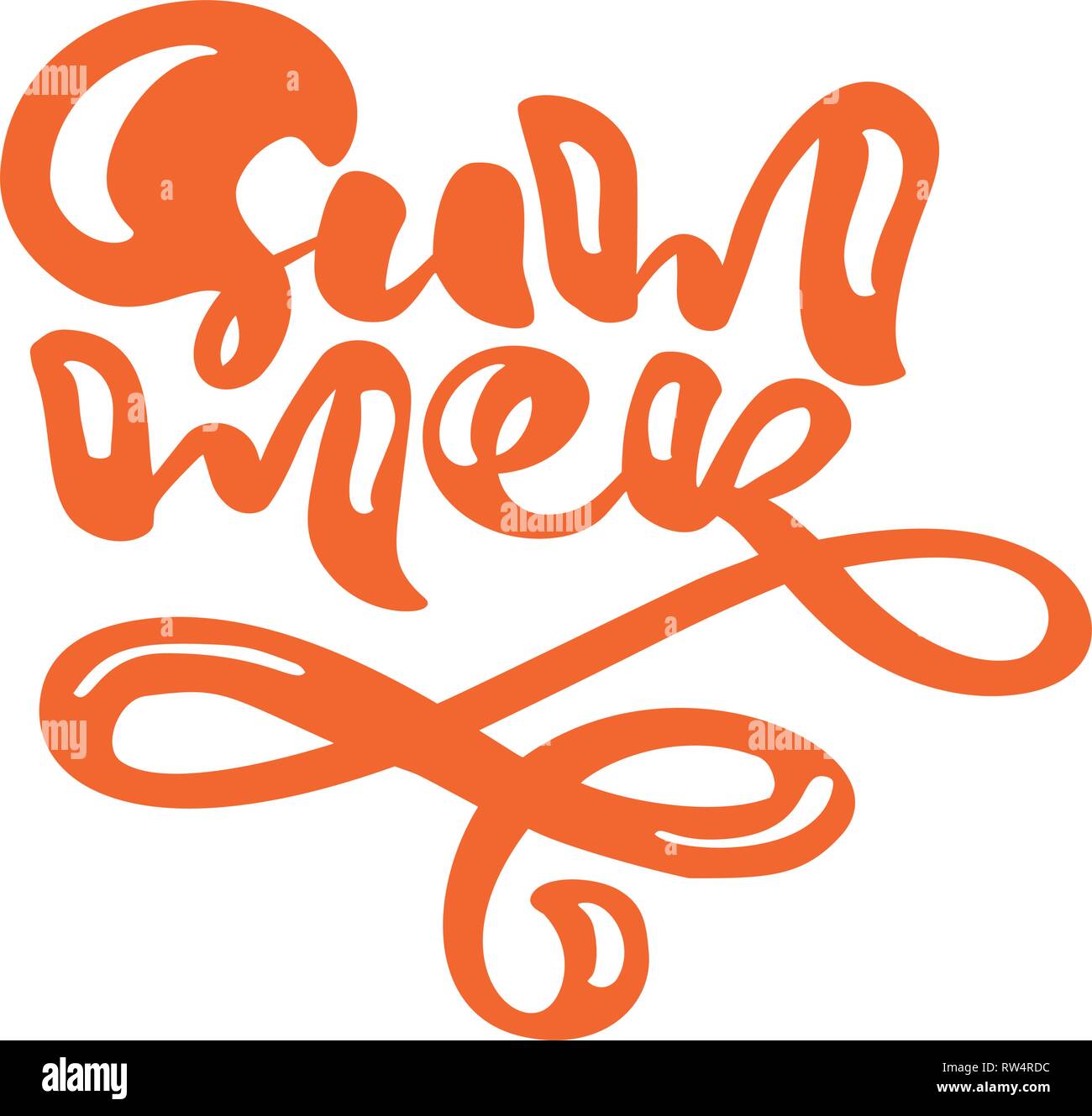 Brush calligraphy lettering composition text Summer. Vector Hand Drawn ...