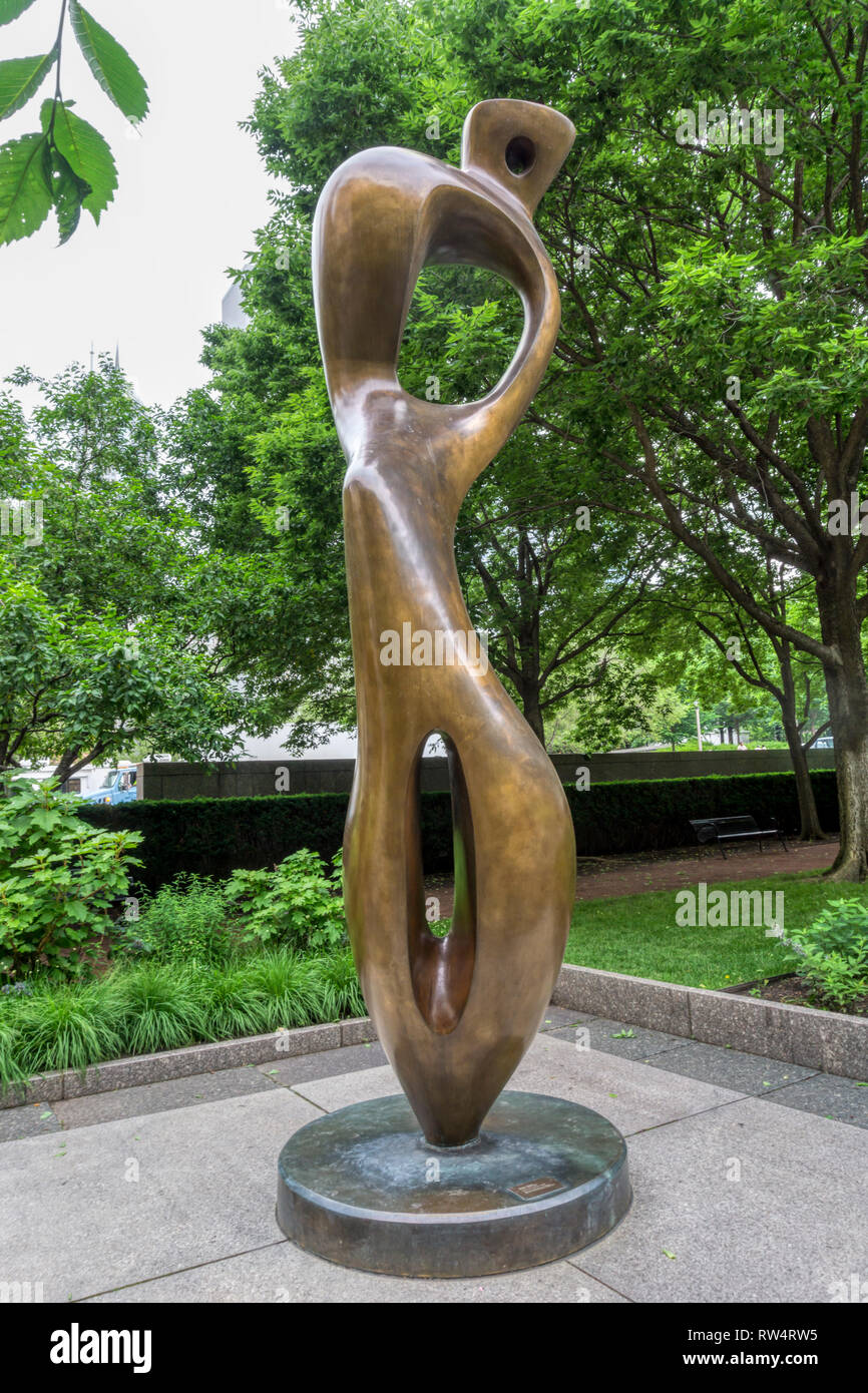 Large Interior Form by Henry Moore. Bronze, 1983. Stock Photo