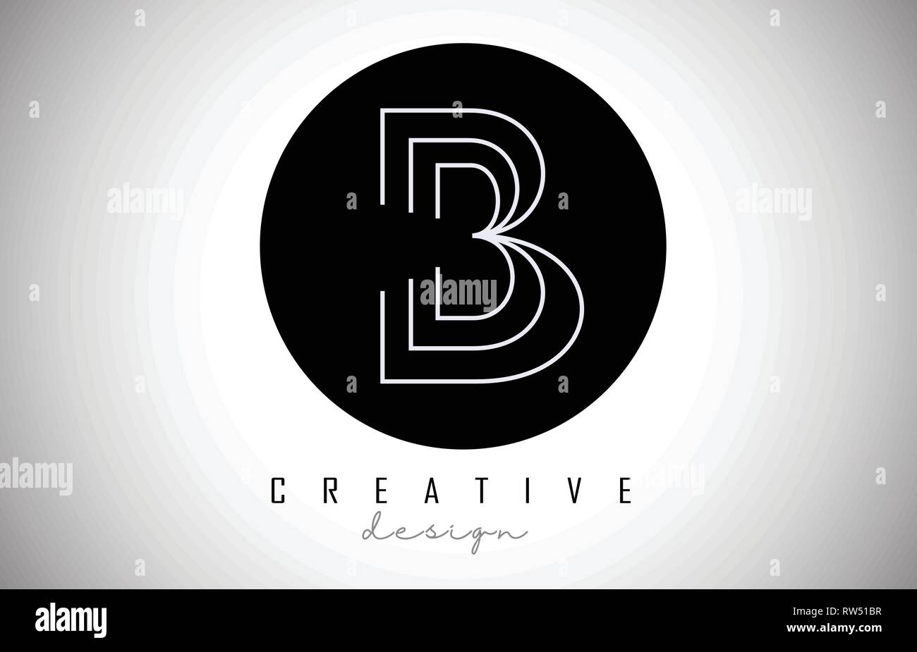 B Letter Logo Monogram Design. Creative B Letter Icon on Black Circle ...