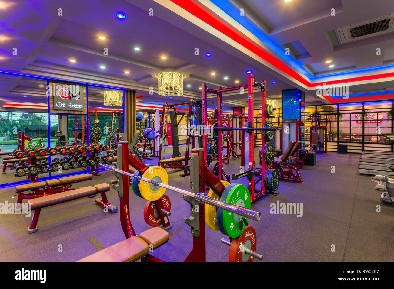 GM Life Fitness health club interior room fitness equipment and exercise machine in Krabi, Stock Photo - Alamy