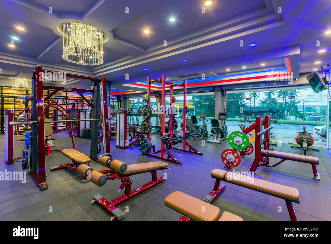 GM Life Fitness health club interior room fitness equipment and exercise machine in Krabi, Stock Photo - Alamy