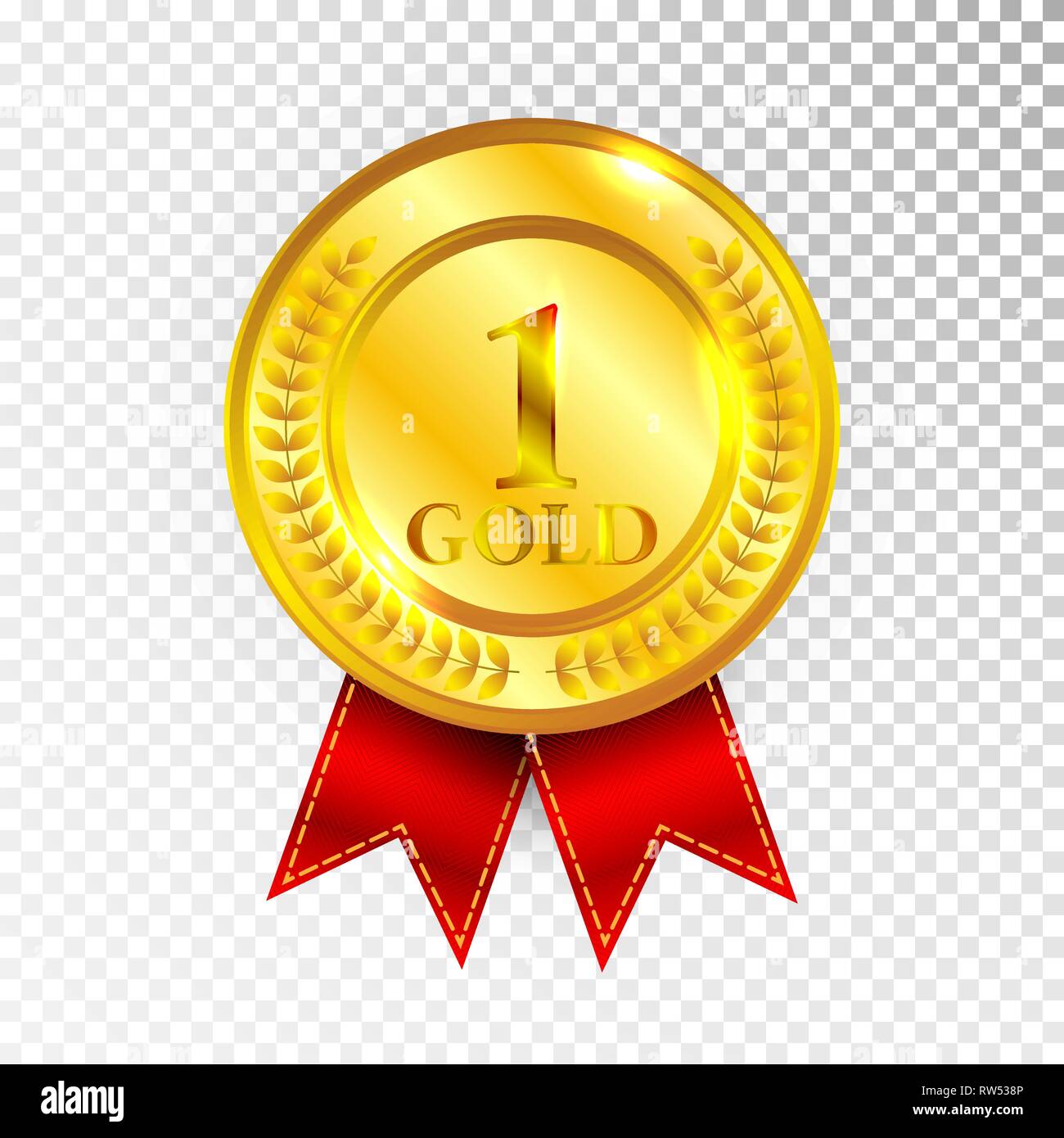 Champion Gold Medal with Red Ribbon Icon Sign First Place Collection Set  Isolated on Transparent Background. Vector Illustration Stock Vector Image  & Art - Alamy