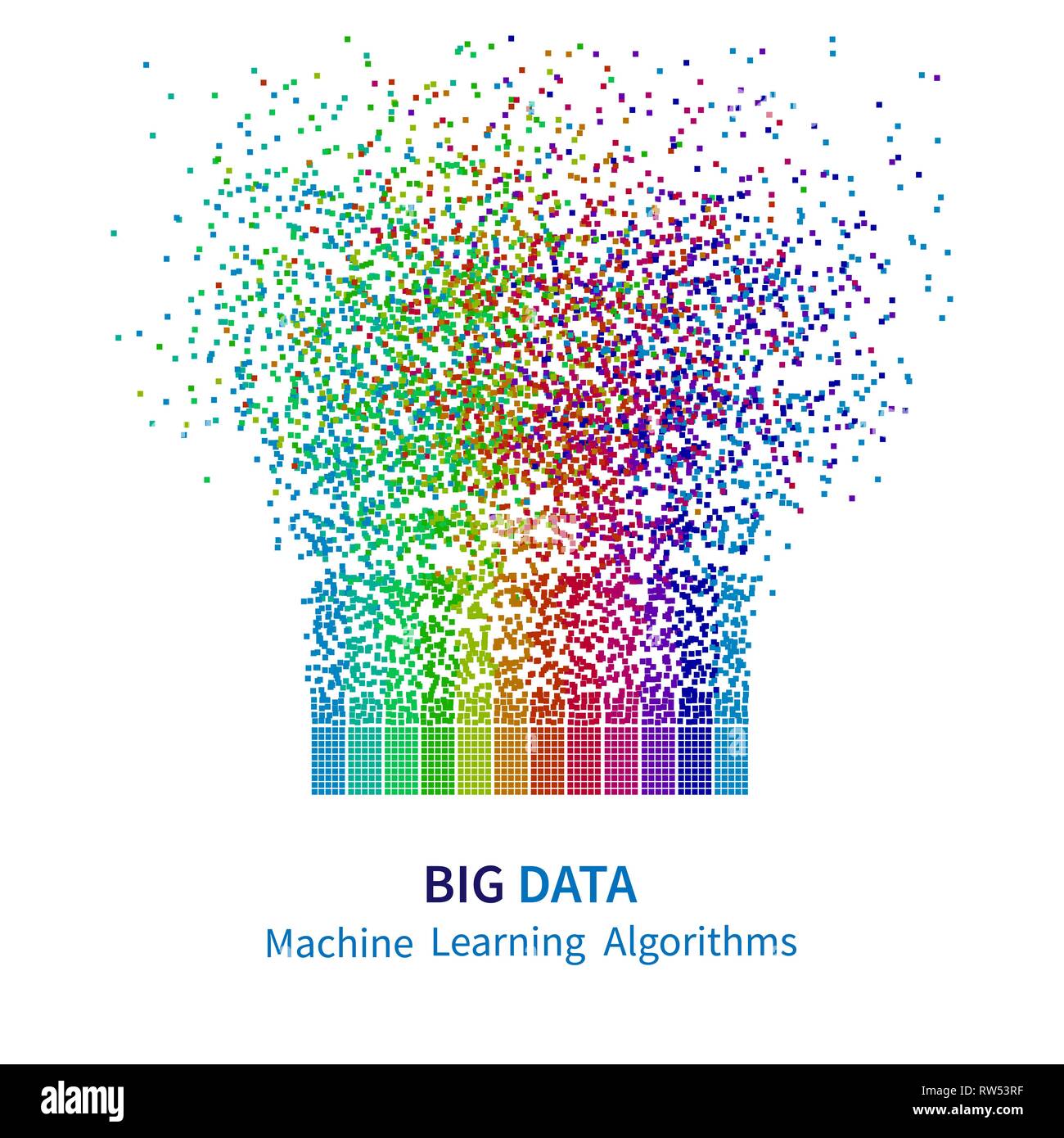 BIG DATA Machine Learning Algorithms. Analysis of Information Minimalistic Infographics Design. Science/Technology Background. Vector Illustration. Stock Vector