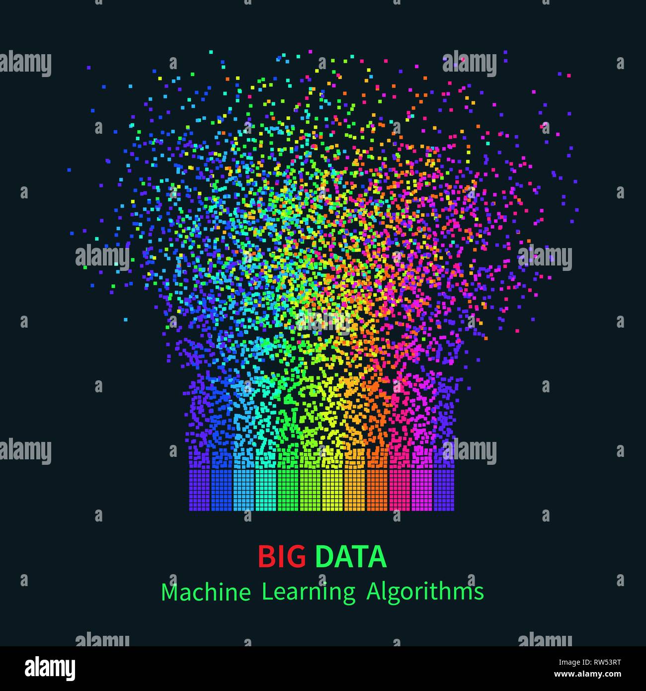 BIG DATA Machine Learning Algorithms. Analysis of Information Minimalistic Infographics Design. Science/Technology Background. Vector Illustration. Stock Vector