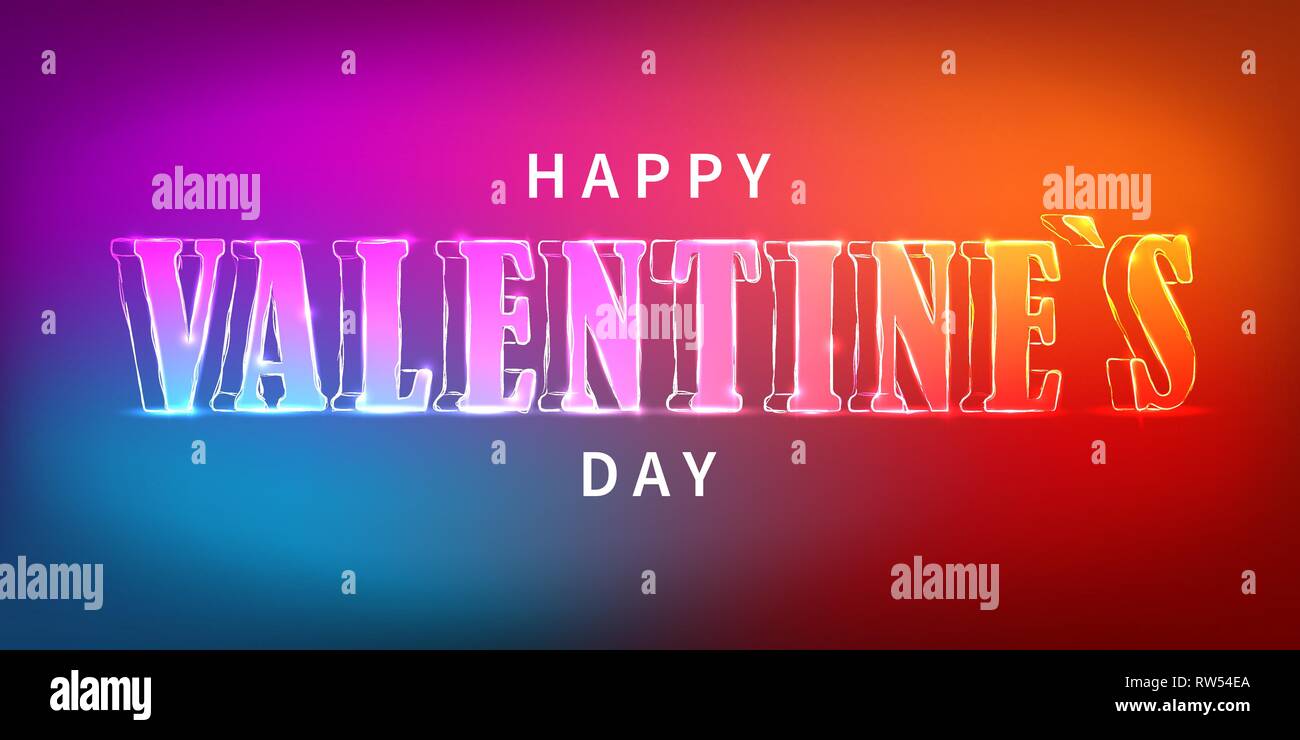 Happy valentine`s day neon sign electric vector banner Stock Vector ...