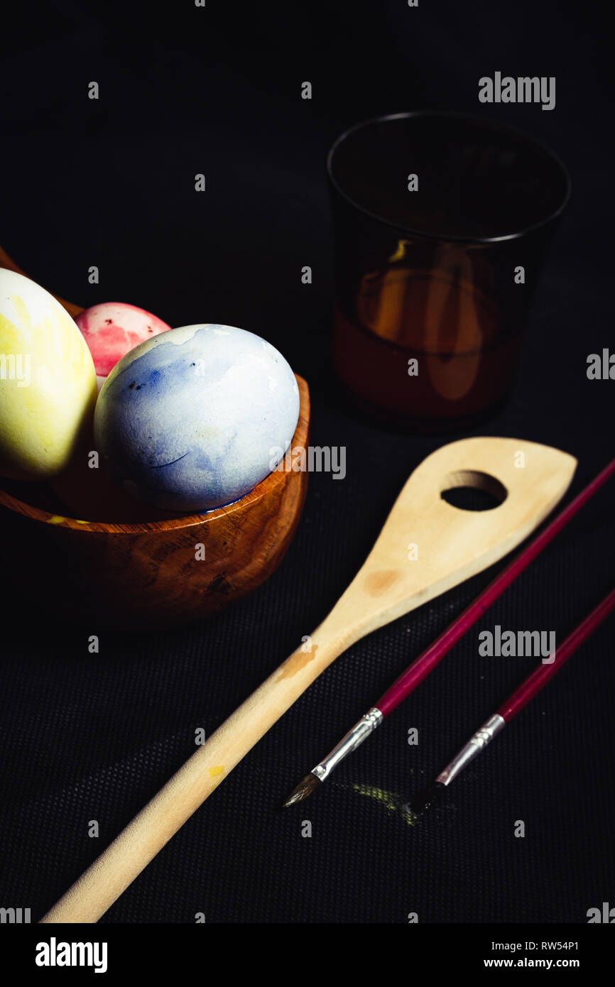 Crop hand painting Easter egg Stock Photo