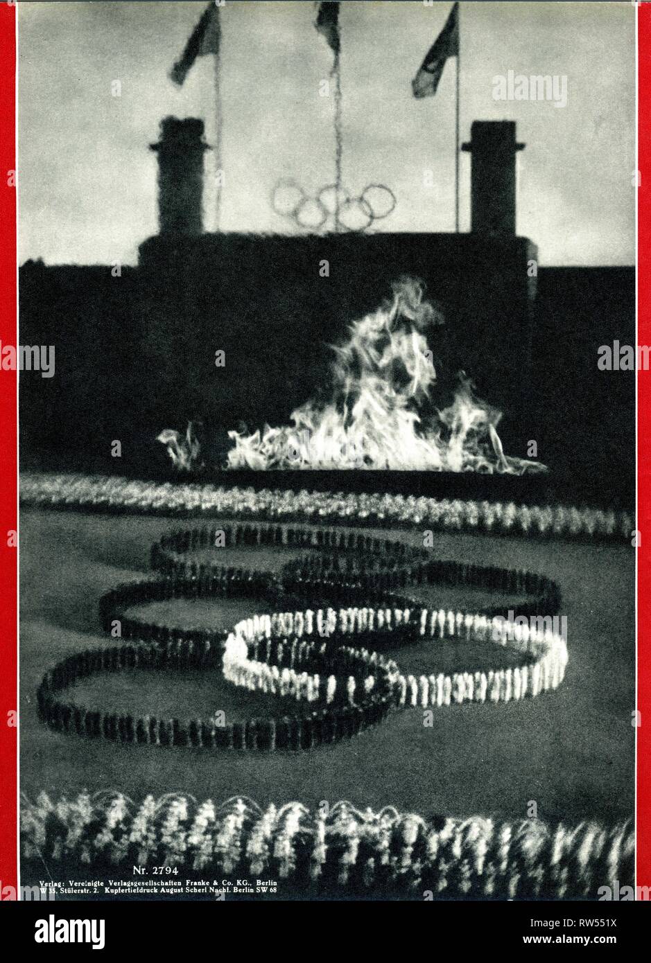 LENI RIEFENSTAHL  OLYMPIA documentary Nazi Olympics Berlin 1936 released in 1938 in Two Parts Back cover of original German Film-Kurier programme Olympia Film GmbH / International Olympic Committee / Tobis Filmkunst Stock Photo