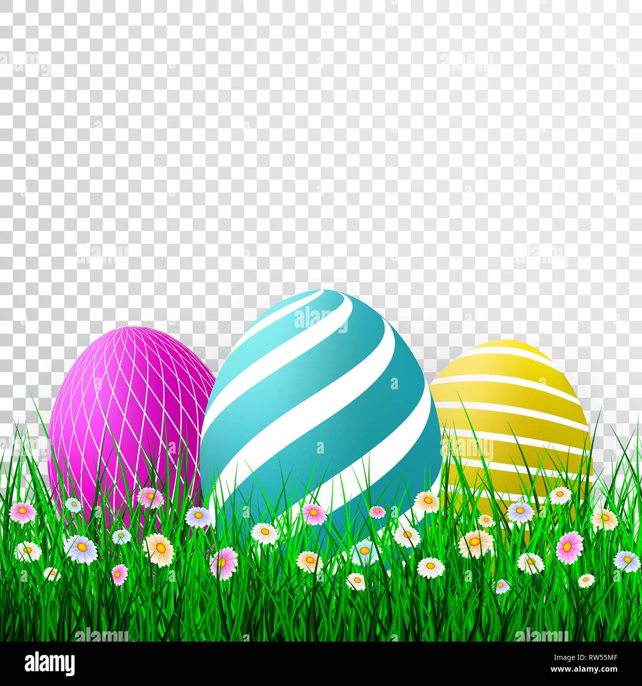 Premium Vector  Painted eggs on the grass on an isolated transparent  background. easter eggs png, grass png. easter.